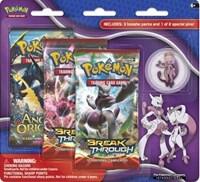 Pokemon TCG BREAKthrough BREAKthrough Three Pack Pin Blisters Mega Mewtwo Y booster pack