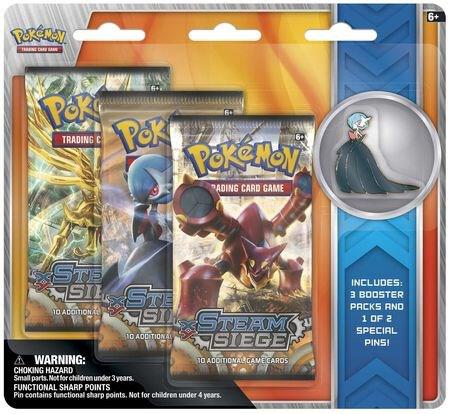 Pokemon TCG Steam Siege Steam Siege Collectible Pin 3 Pack Blister Shiny Mega Gardevoir booster pack