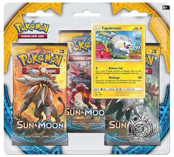 Pokemon TCG Sun and Moon Sun and Moon Base Set 3 Pack Blister Togedemaru booster pack