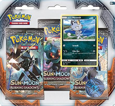 Pokemon TCG Burning Shadows Burning Shadows 3 Pack Blister Alolan Meowth booster pack