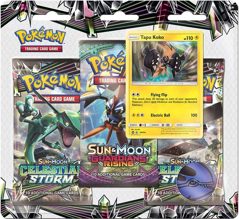 Pokemon TCG Celestial Storm Celestial Storm 3 Pack Booster Blister Tapu Koko booster pack
