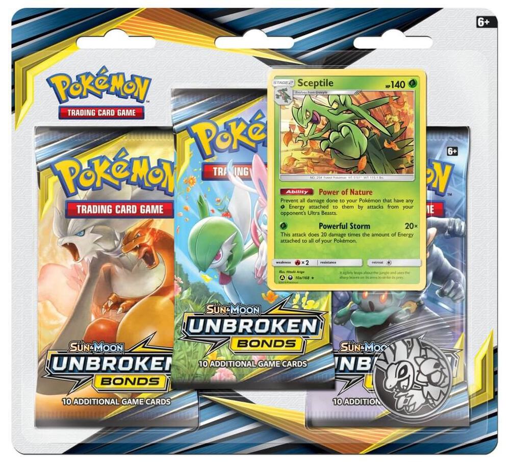 Pokemon TCG Unbroken Bonds Unbroken Bonds 3 Pack Blister Sceptile booster pack