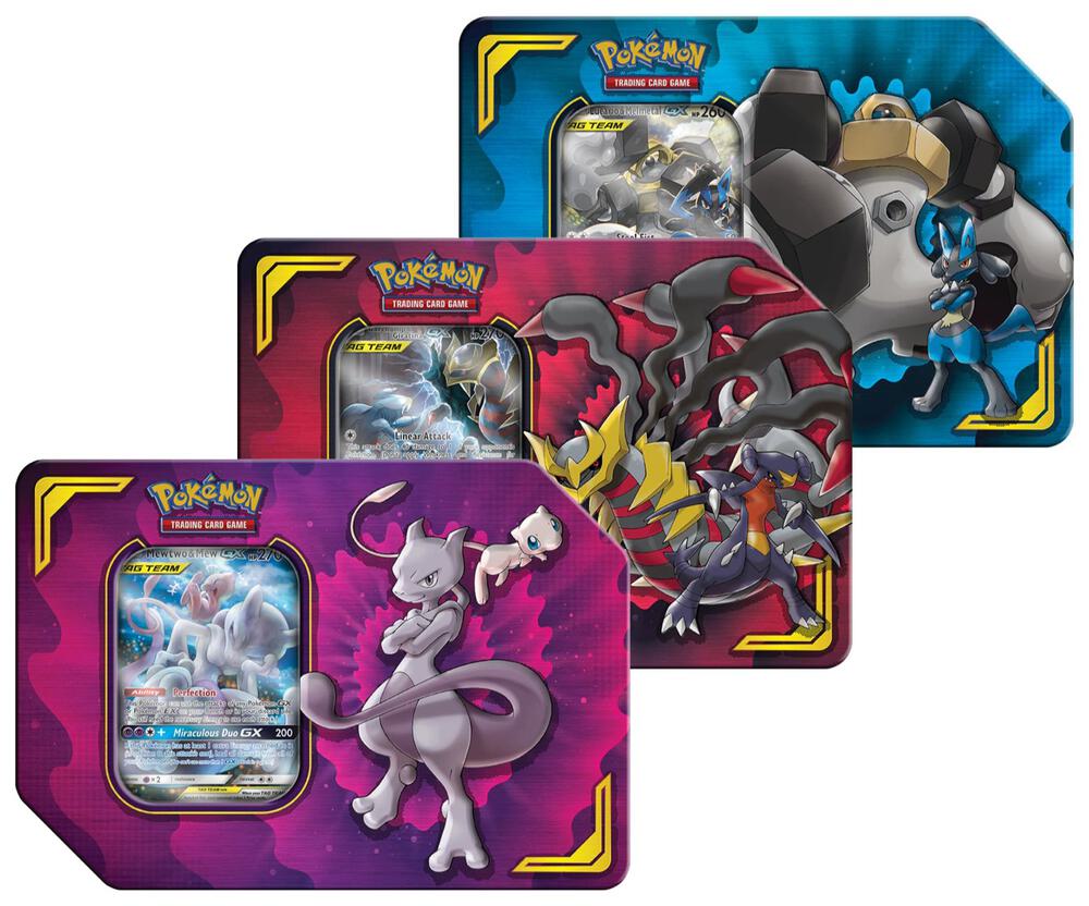 Pokemon TCG Unified Minds Unified Minds Power Partnership Tin Set of 3 trading card product