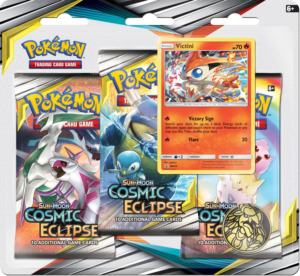 Pokemon TCG Cosmic Eclipse Cosmic Eclipse 3 Pack Blister Victini booster pack