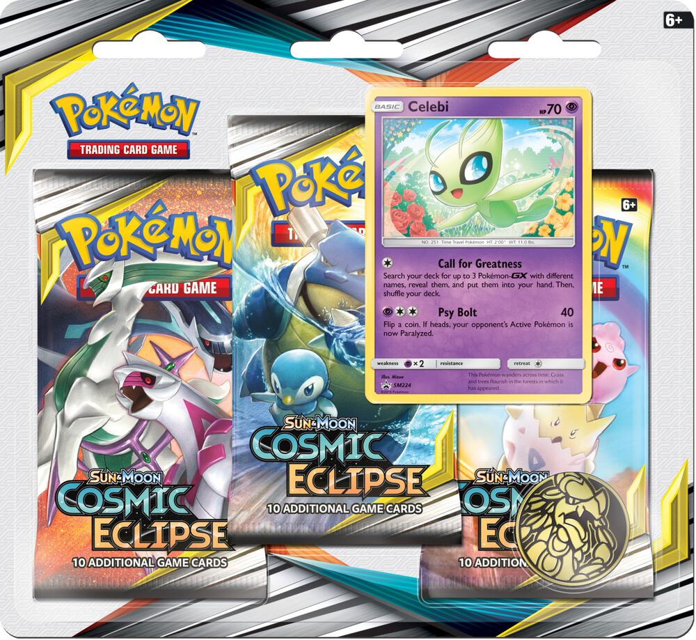 Pokemon TCG Cosmic Eclipse Cosmic Eclipse 3 Pack Blister Celebi booster pack