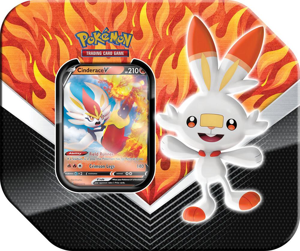 Pokemon TCG Sword and Shield Sword and Shield Galar Partners Tin Cinderace V trading card product