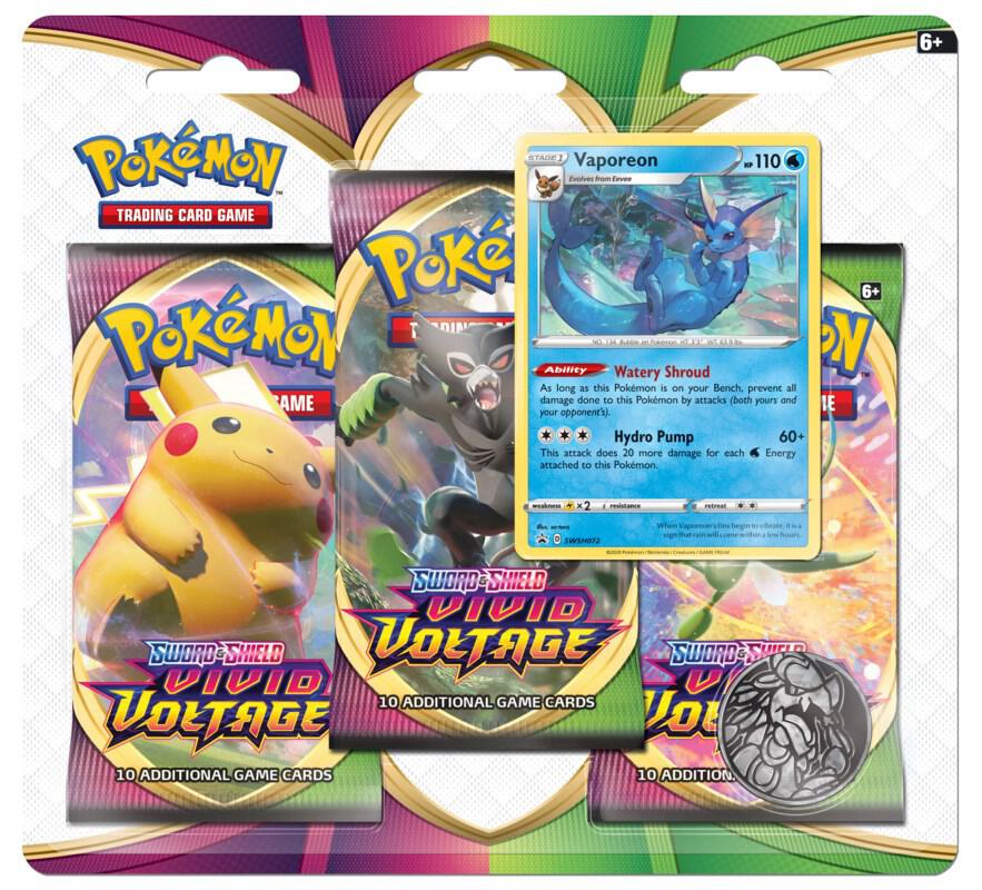 Pokemon TCG Vivid Voltage Vivid Voltage 3 Pack Blister Vaporeon booster pack