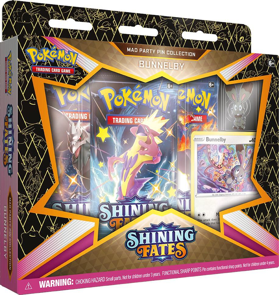 Pokemon TCG Shining Fates Shining Fates Mad Party Pin Collection Bunnelby sealed box