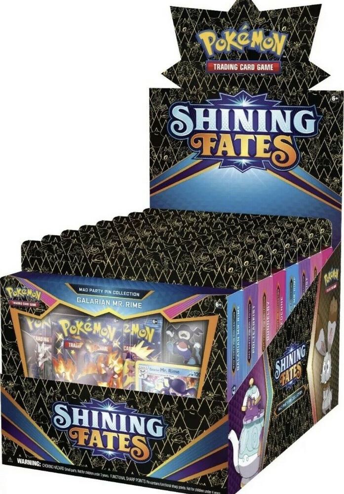 Pokemon TCG Shining Fates Shining Fates Mad Party Pin Collection Display sealed box