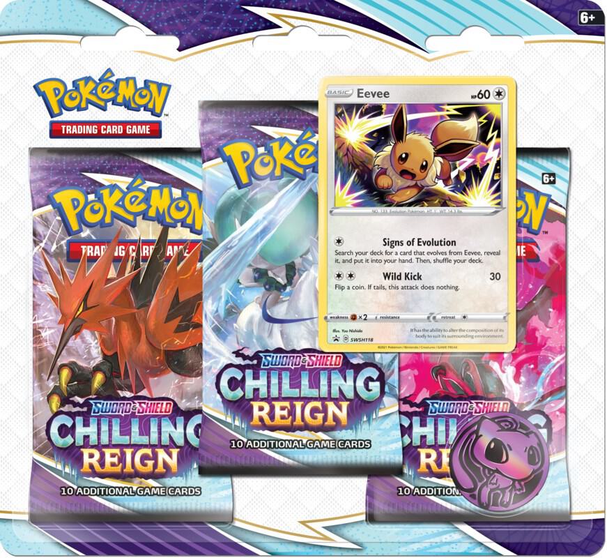 Pokemon TCG Chilling Reign Chilling Reign 3 Pack Blister Eevee booster pack
