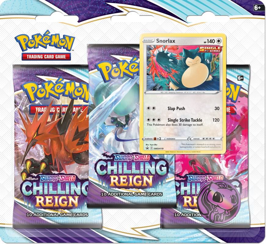 Pokemon TCG Chilling Reign Chilling Reign 3 Pack Blister Snorlax booster pack