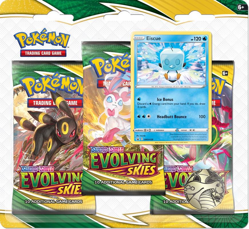 Pokemon TCG Evolving Skies Evolving Skies 3 Pack Blister Eiscue booster pack