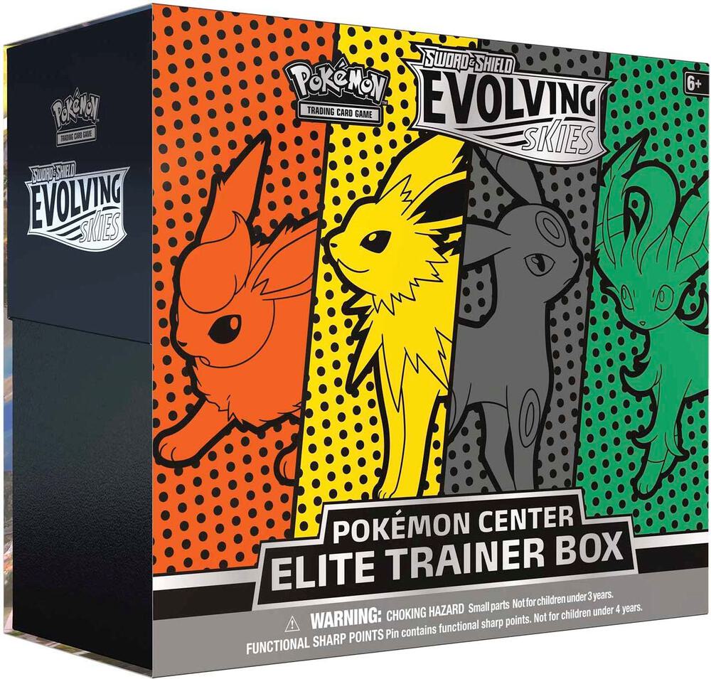 Pokemon TCG Evolving Skies Evolving Skies Pokemon Center Elite Trainer Box Jolteon Flareon Umbreon Leafeon Exclusive sealed box