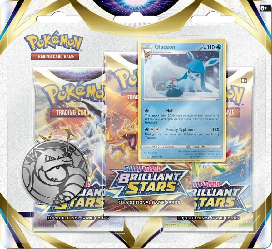 Pokemon TCG Brilliant Stars Brilliant Stars 3 Pack Blister Glaceon booster pack