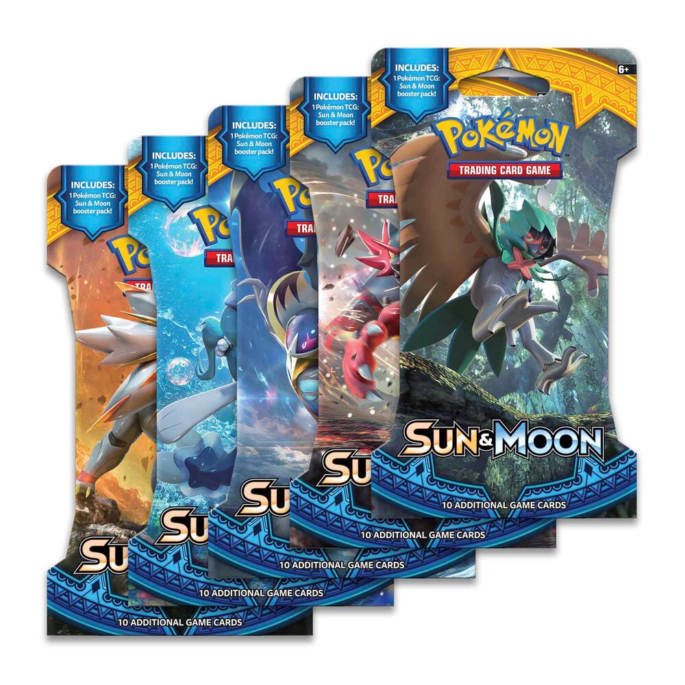 Pokemon TCG Sun and Moon Sun and Moon Sleeved Booster Pack Art Bundle Set of 5 sealed box