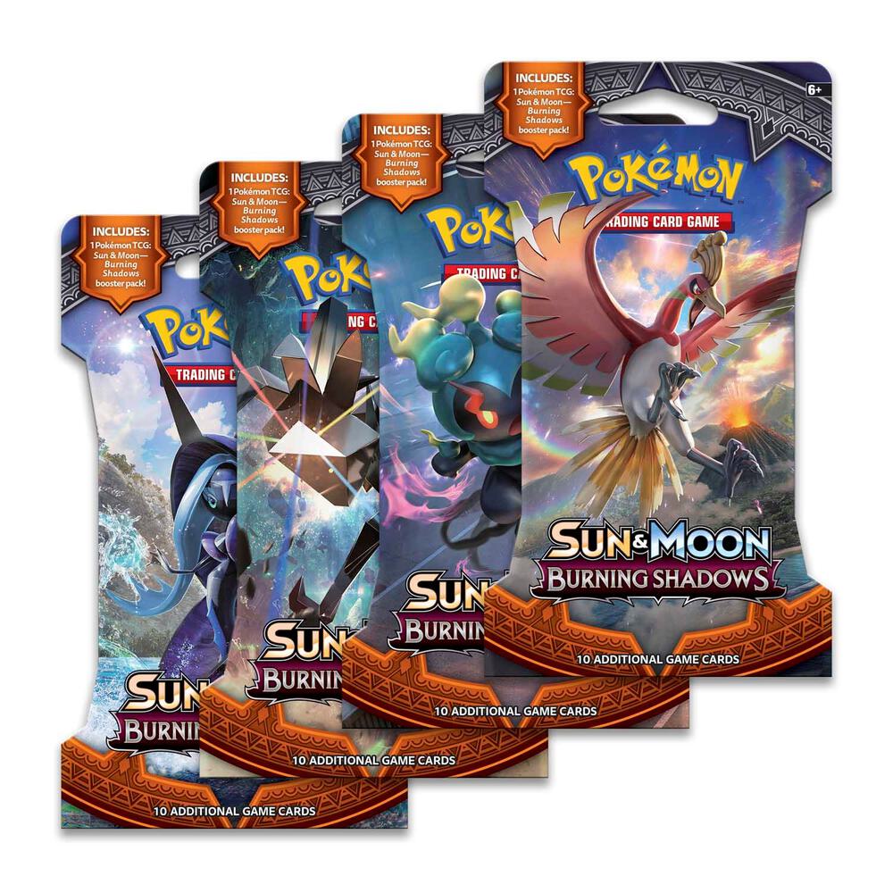 Pokemon TCG Burning Shadows Burning Shadows Sleeved Booster Pack Art Bundle Set of 4 sealed box
