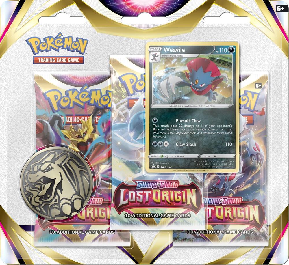 Pokemon TCG Lost Origin Lost Origin 3 Pack Blister Weavile booster pack