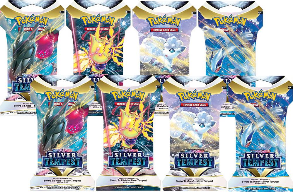 Pokemon TCG Silver Tempest Silver Tempest Sleeved Booster Pack Bundle Set of 8 sealed box