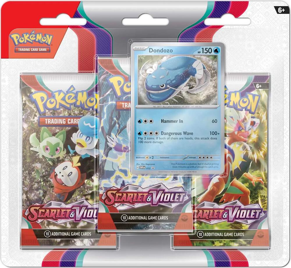 Pokemon TCG Scarlet and Violet Scarlet and Violet 3 Pack Blister Dondozo booster pack