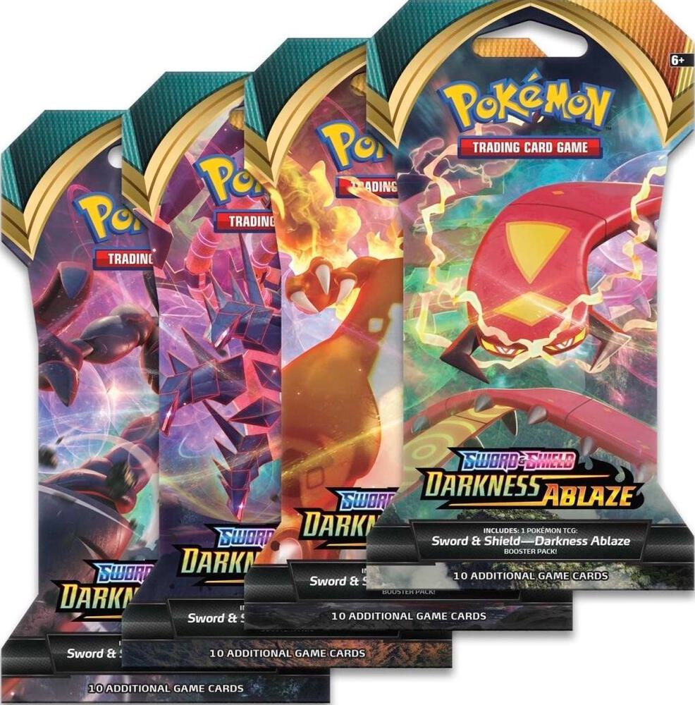 Pokemon TCG Darkness Ablaze Darkness Ablaze Sleeved Booster Pack Art Bundle Set of 4 sealed box