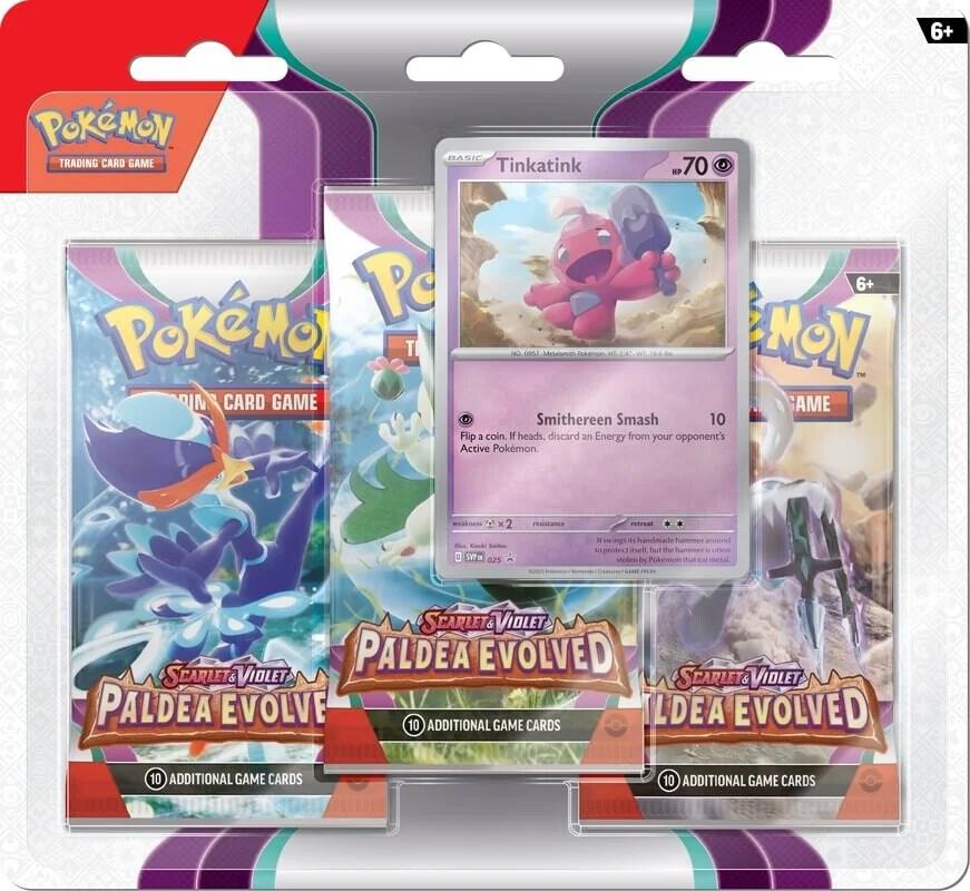 Pokemon TCG Paldea Evolved Paldea Evolved 3 Pack Blister Tinkatink booster pack