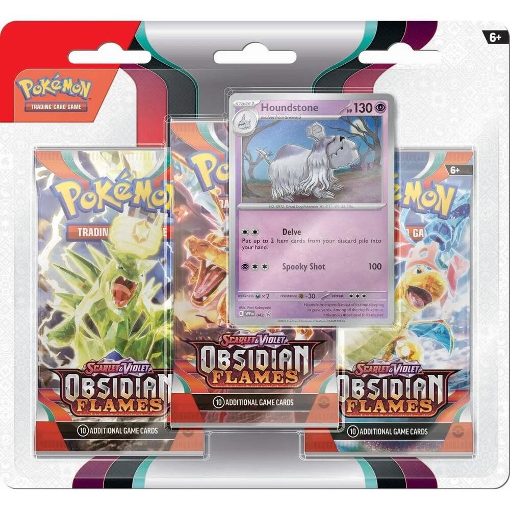 Pokemon TCG Obsidian Flames Obsidian Flames 3 Pack Blister Houndstone booster pack