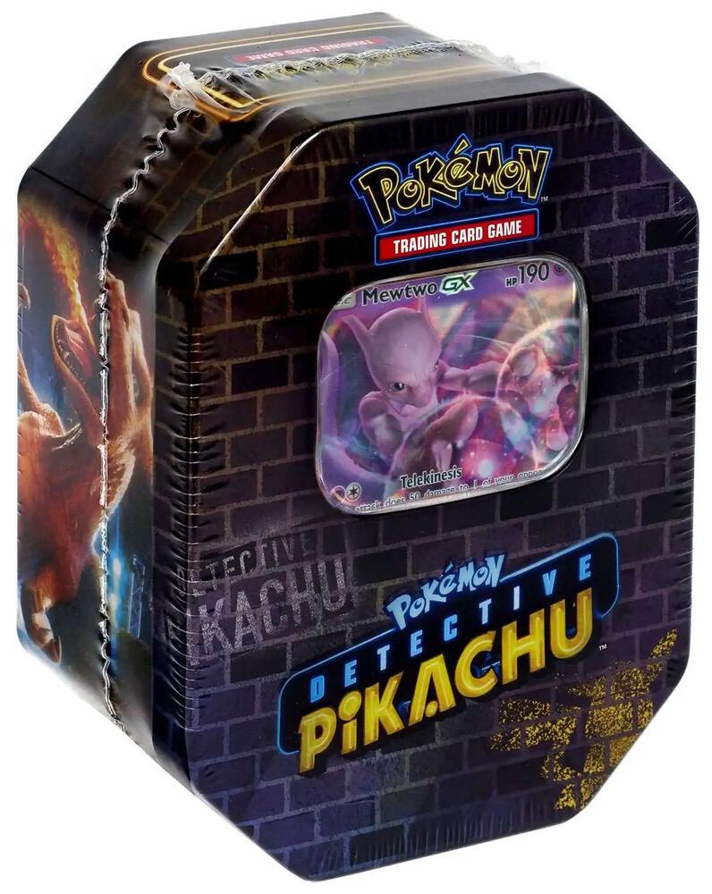 Pokemon TCG Detective Pikachu Detective Pikachu Tin Mewtwo trading card product