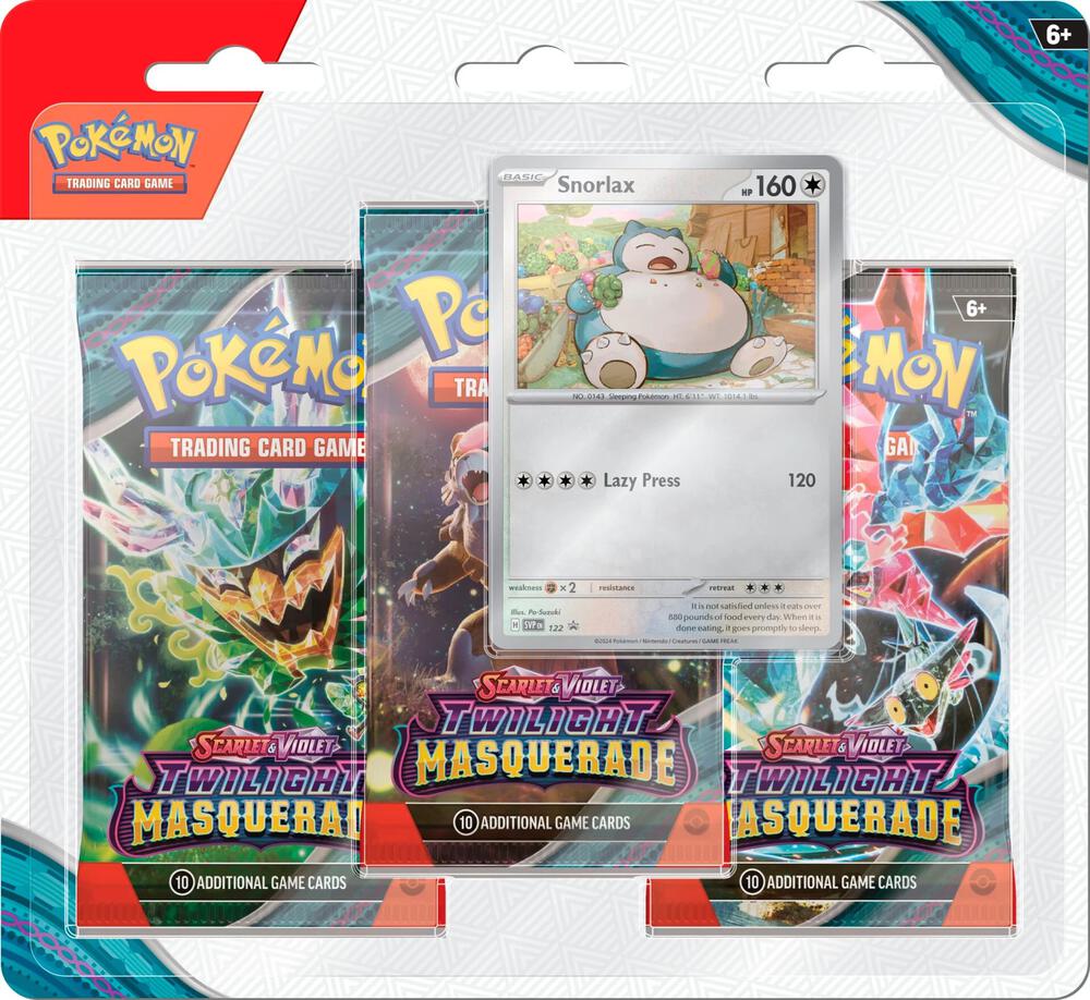 Pokemon TCG Twilight Masquerade Twilight Masquerade 3 Pack Blister Snorlax booster pack