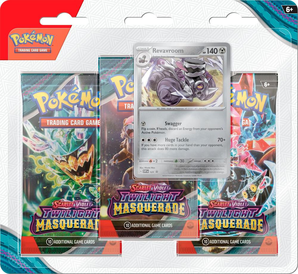 Pokemon TCG Twilight Masquerade Twilight Masquerade 3 Pack Blister Revavroom booster pack