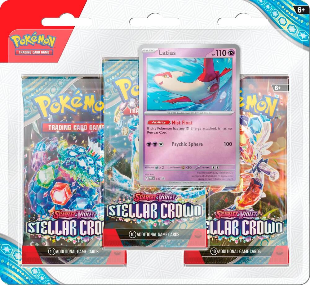 Pokemon TCG Stellar Crown Stellar Crown 3 Pack Blisters Latias booster pack