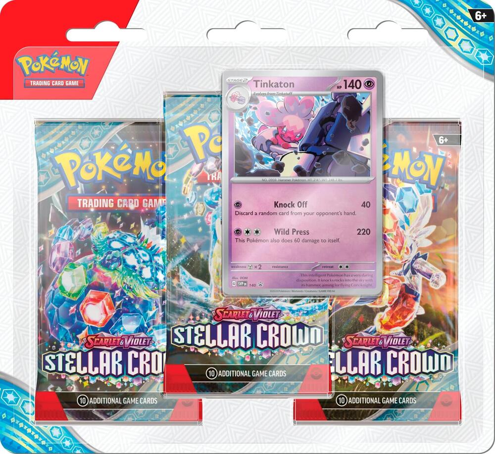 Pokemon TCG Stellar Crown Stellar Crown 3 Pack Blisters Tinkaton booster pack