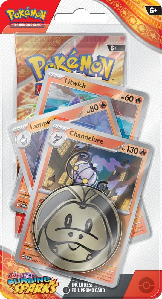Pokemon TCG Surging Sparks Surging Sparks Premium Checklane Blister Chandelure booster pack