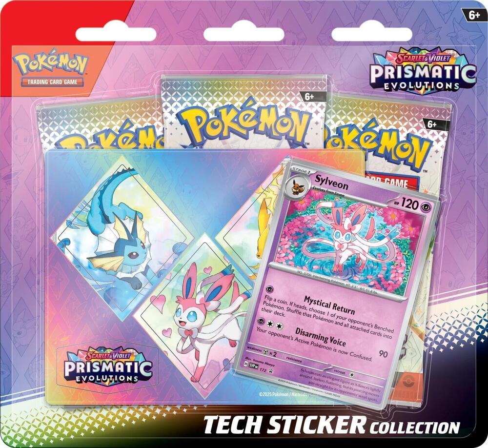 Pokemon TCG Prismatic Evolutions Prismatic Evolutions Tech Sticker Collection Sylveon sealed box