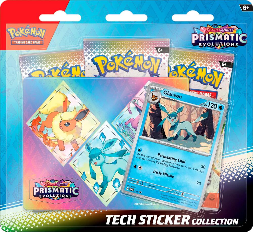 Pokemon TCG Prismatic Evolutions Prismatic Evolutions Tech Sticker Collection Glaceon sealed box