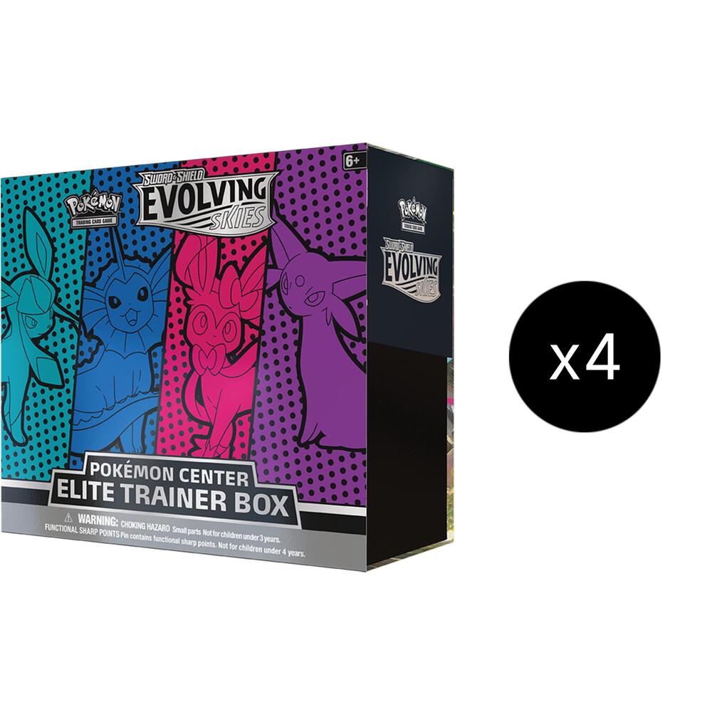 Pokemon TCG Evolving Skies Evolving Skies Pokemon Center Elite Trainer Box Case Glaceon Vaporeon Sylveon Espeon Exclusive sealed box