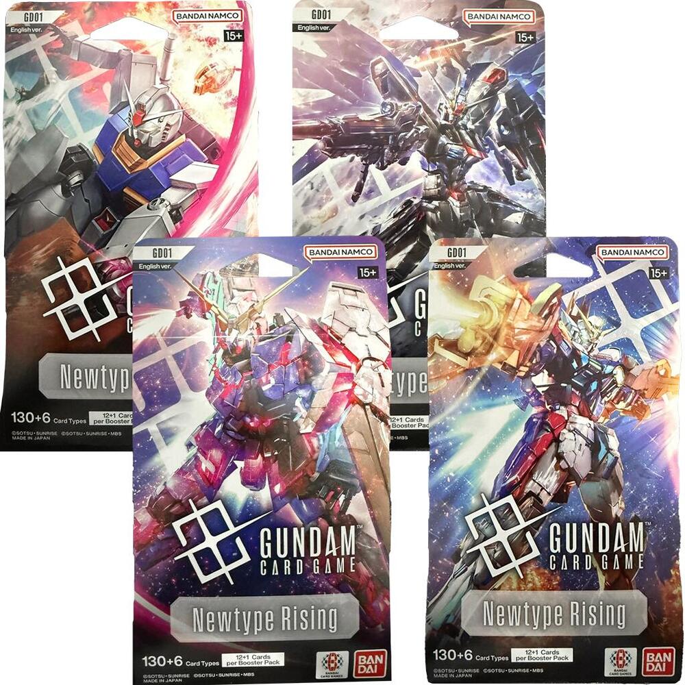Gundam Card Game Newtype Rising Newtype Rising Sleeved Booster Pack Art Bundle Set of 4 sealed box