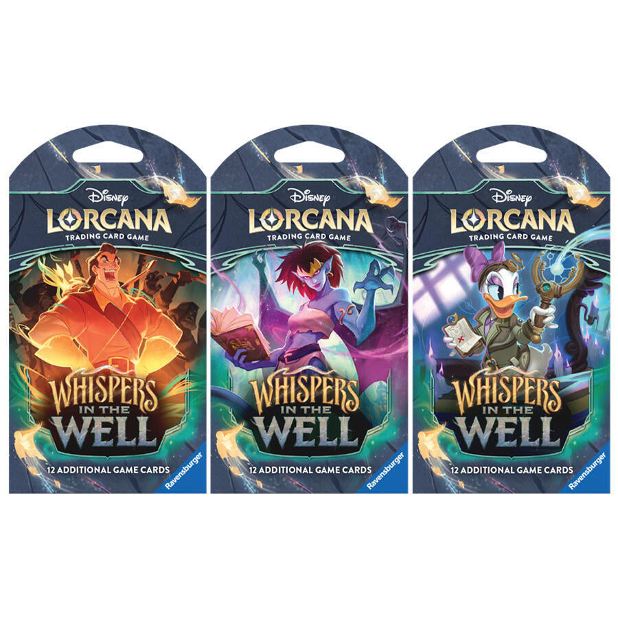 Disney Lorcana Whispers in the Well Whispers in the Well Sleeved Booster Pack Art Bundle Set of 3 sealed box