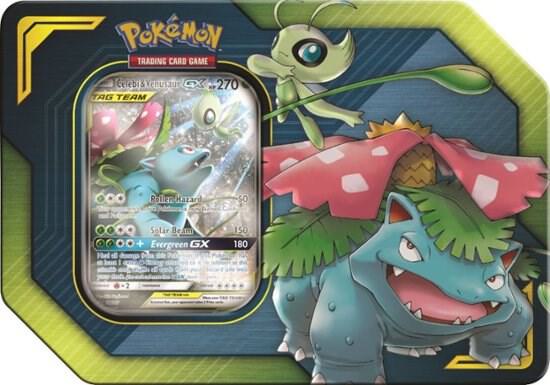 Pokemon TCG Team Up Team Up TAG TEAM Tin Celebi and Venusaur GX trading card product