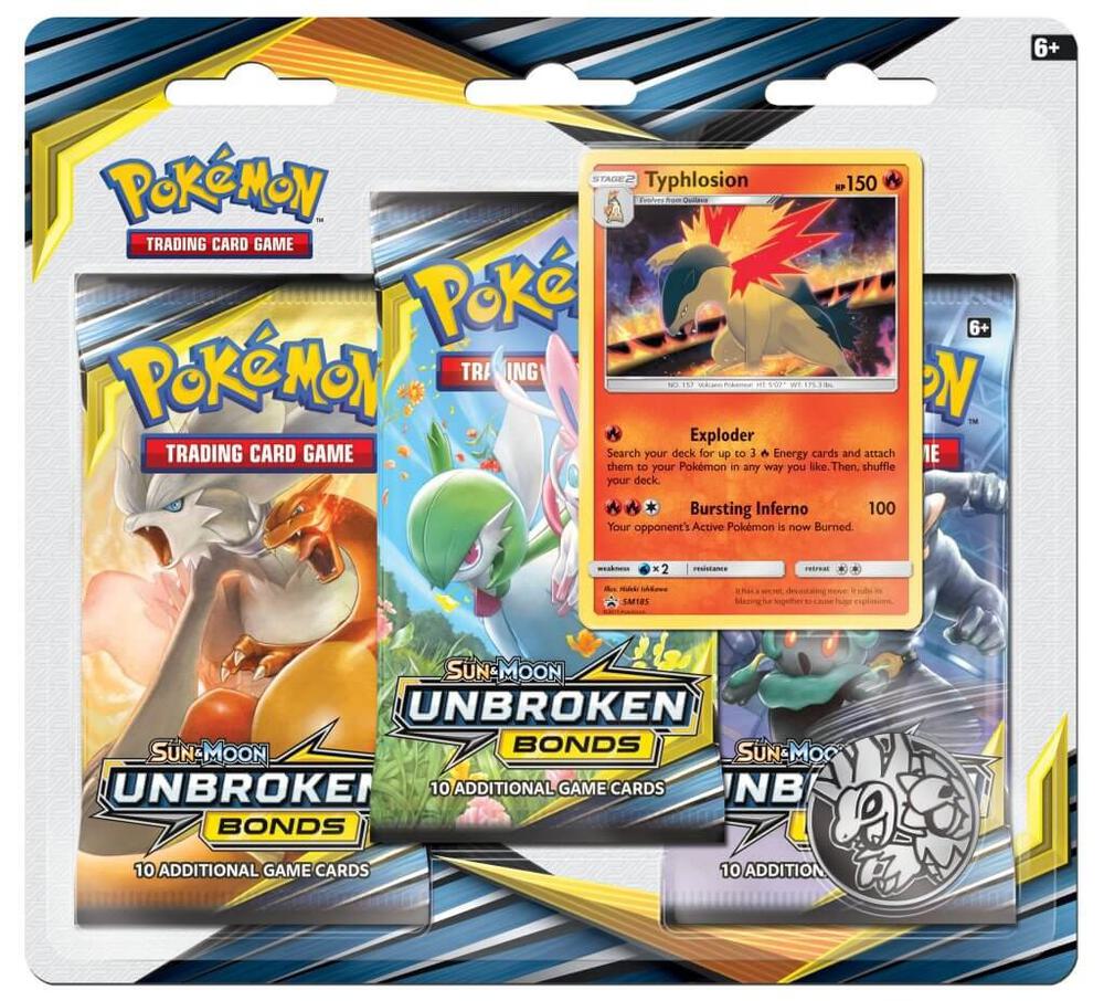Pokemon TCG Unbroken Bonds Unbroken Bonds 3 Pack Blister Typhlosion booster pack