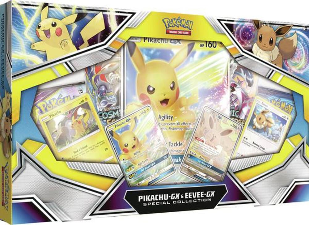 Pokemon TCG Cosmic Eclipse Cosmic Eclipse Pikachu GX and Eevee GX Special Collection sealed box