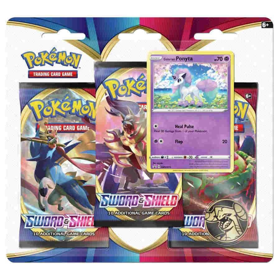 Pokemon TCG Sword and Shield Sword and Shield 3 Pack Blister Galarian Ponyta booster pack