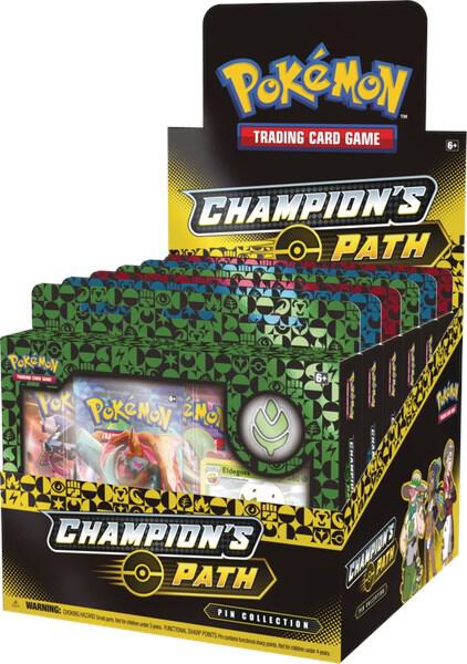 Pokemon TCG Champions Path Champions Path Pin Collection Display Turffield Hulbury and Motostoke Gyms sealed box
