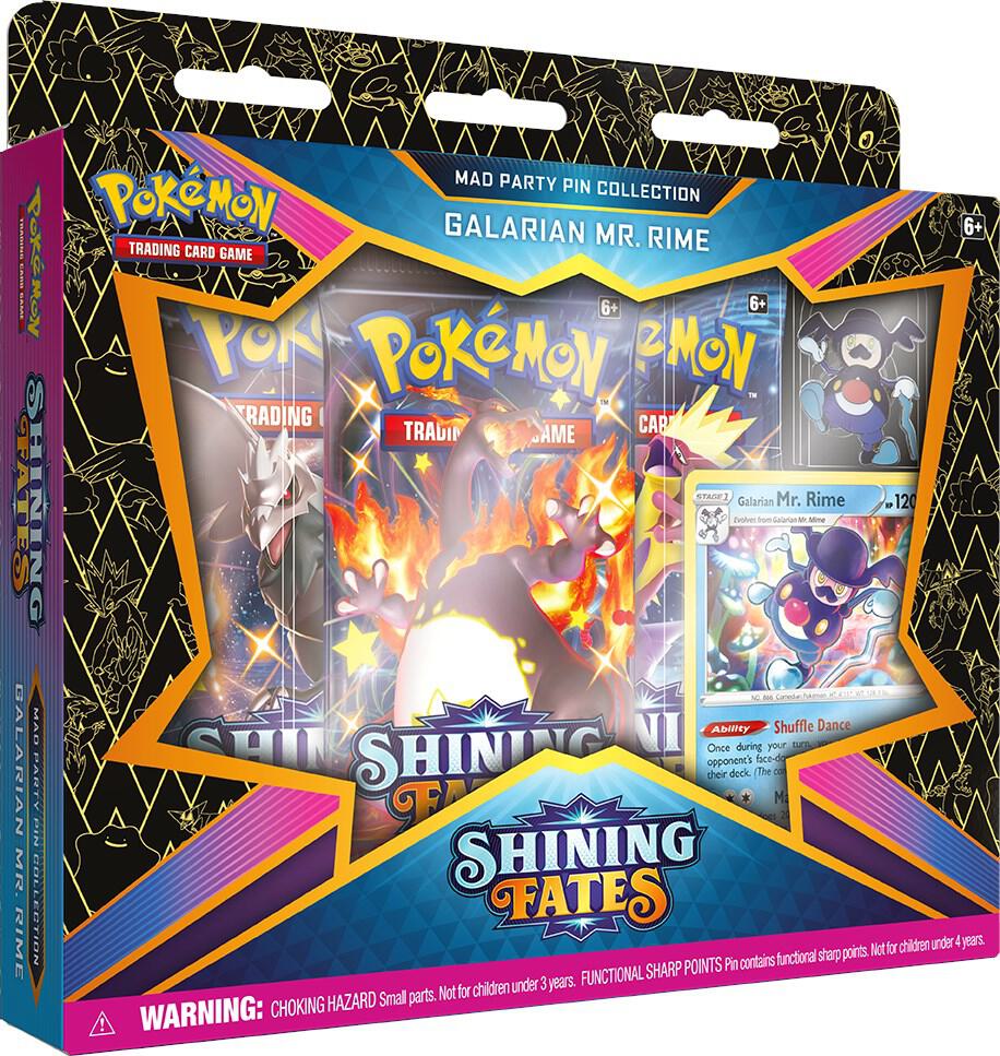 Pokemon TCG Shining Fates Shining Fates Mad Party Pin Collection Galarian Mr Rime sealed box