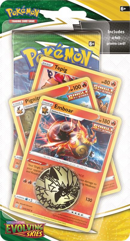 Pokemon TCG Evolving Skies Evolving Skies Premium Checklane Blister Emboar booster pack