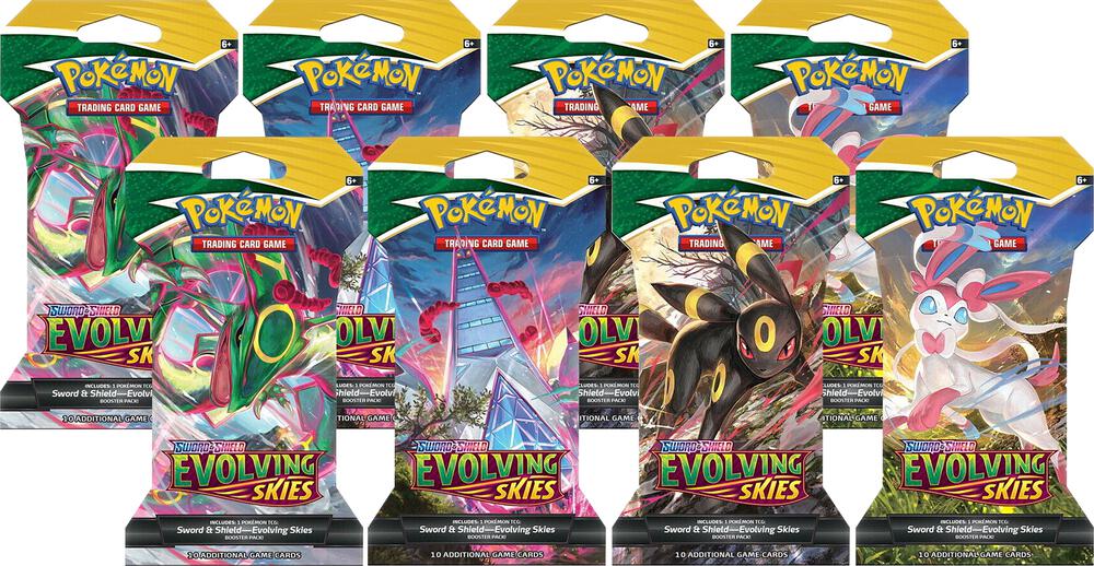 Pokemon TCG Evolving Skies Evolving Skies Sleeved Booster Pack Bundle Set of 8 sealed box