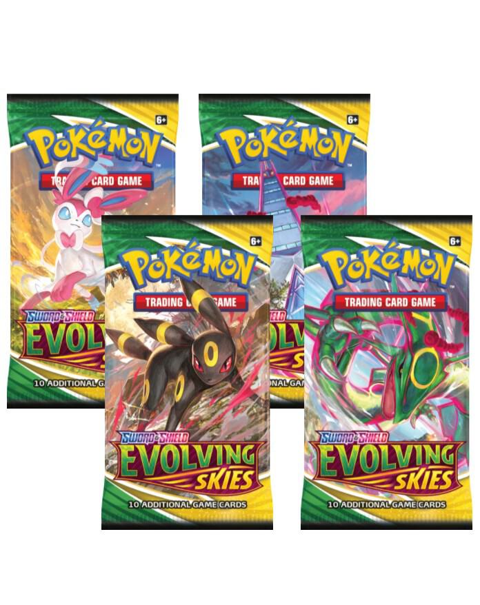 Pokemon TCG Evolving Skies Evolving Skies Booster Pack Art Bundle Set of 4 sealed box