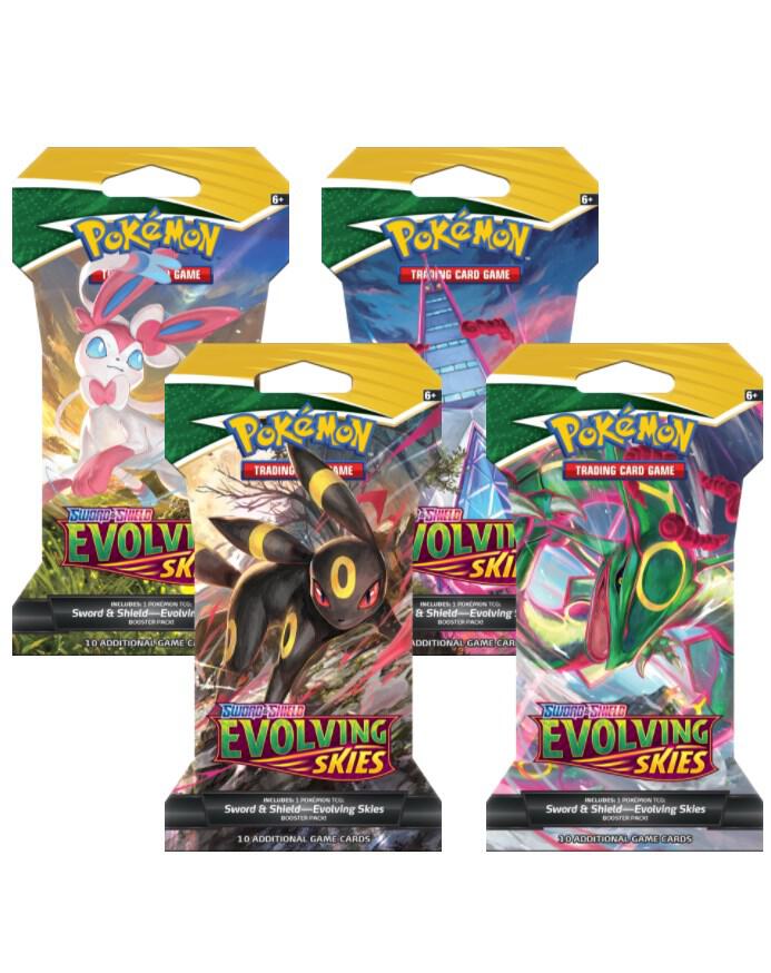 Pokemon TCG Evolving Skies Evolving Skies Sleeved Booster Pack Art Bundle Set of 4 sealed box