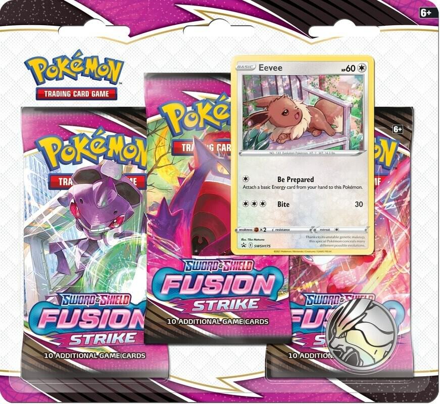 Pokemon TCG Fusion Strike Fusion Strike 3 Pack Blister Eevee booster pack