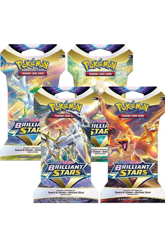 Pokemon TCG Brilliant Stars Brilliant Stars Sleeved Booster Pack Art Bundle Set of 4 sealed box