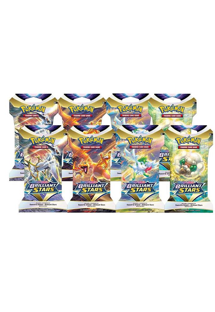 Pokemon TCG Brilliant Stars Brilliant Stars Sleeved Booster Pack Bundle Set of 8 sealed box